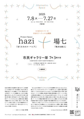 市民ギャラリー栄 第4回 次世代アーティスト企画展　Project Space hazi「ぼくたちのスーベニア」×場七「斑点を結ぶ」 | 助手 参加のお知らせ